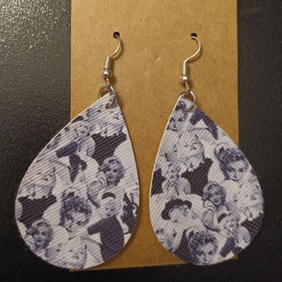MARILYN MONROE FAUX LEATHER TEARDROP EARRINGS - Picture 1 of 1
